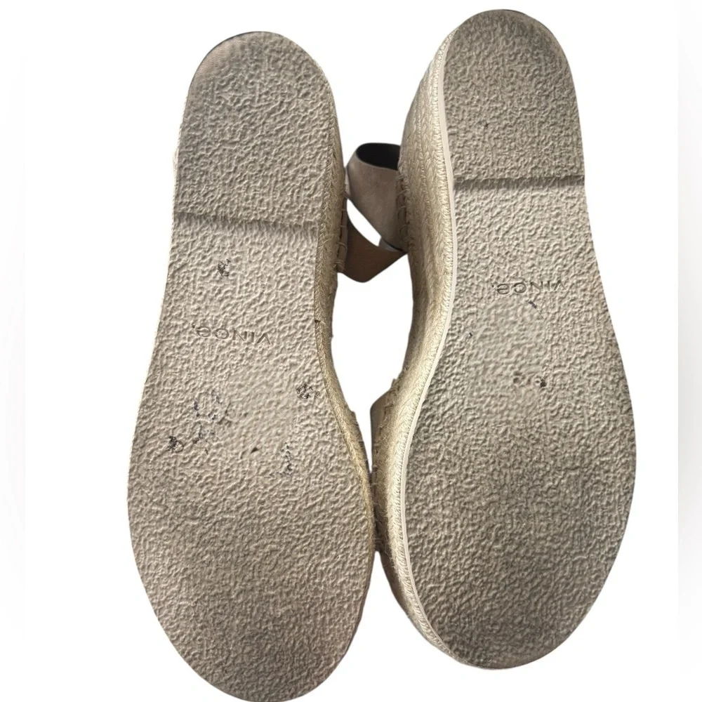 Vince Belisa Platform Espadrilles Dune Tan Suede Leather Size 10 Open Toe Ankle